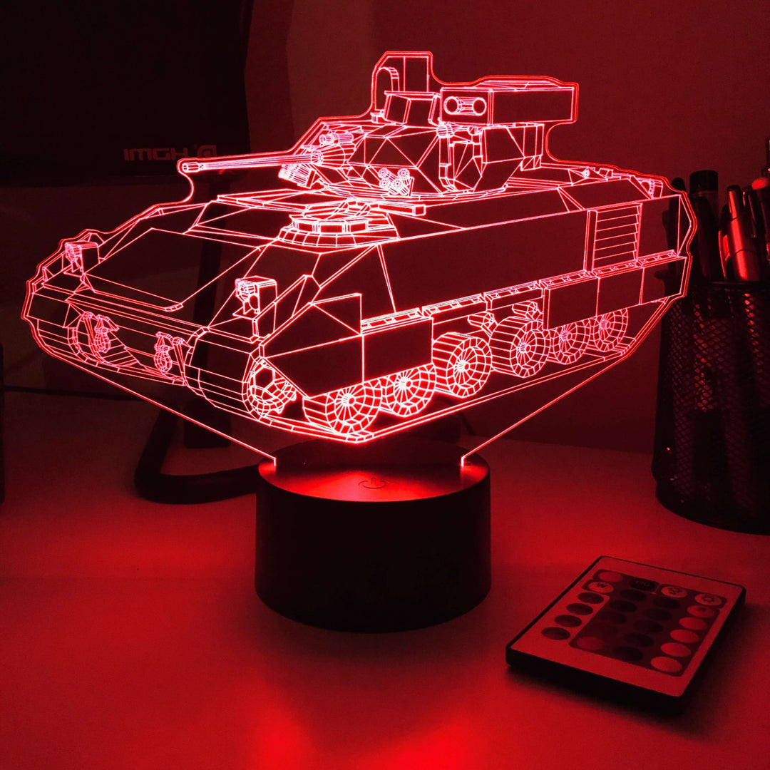 M2 Bradley IFV  - 3D Optical Illusion Lamp - carve-craftworks-llc