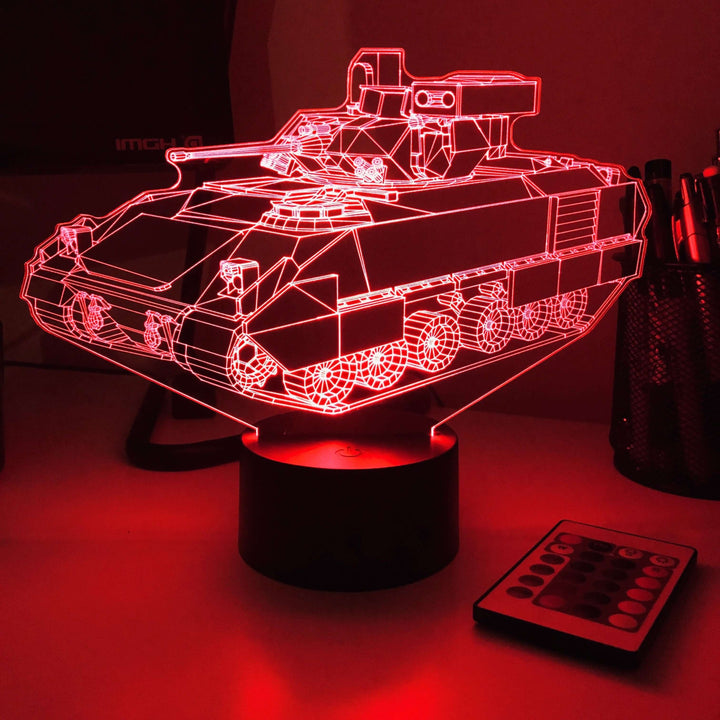 M2 Bradley IFV  - 3D Optical Illusion Lamp - carve-craftworks-llc