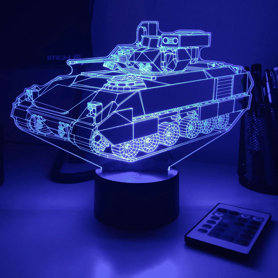 M2 Bradley IFV  - 3D Optical Illusion Lamp - carve-craftworks-llc