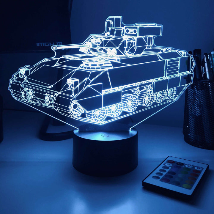 M2 Bradley IFV  - 3D Optical Illusion Lamp - carve-craftworks-llc