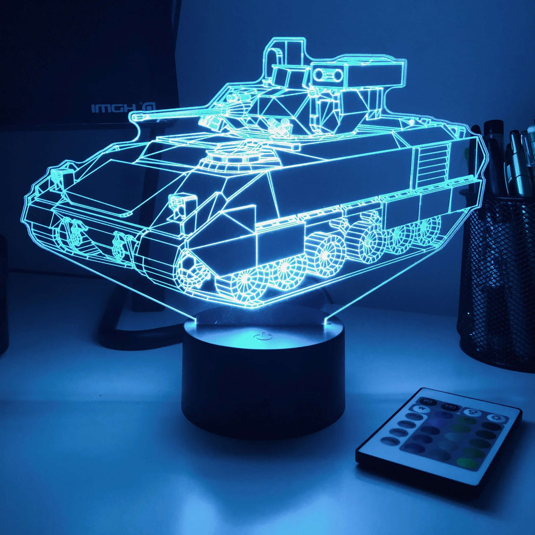 M2 Bradley IFV  - 3D Optical Illusion Lamp - carve-craftworks-llc