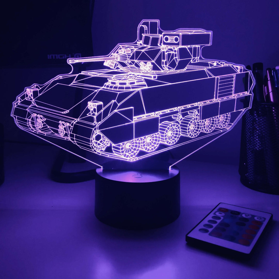 M2 Bradley IFV  - 3D Optical Illusion Lamp - carve-craftworks-llc