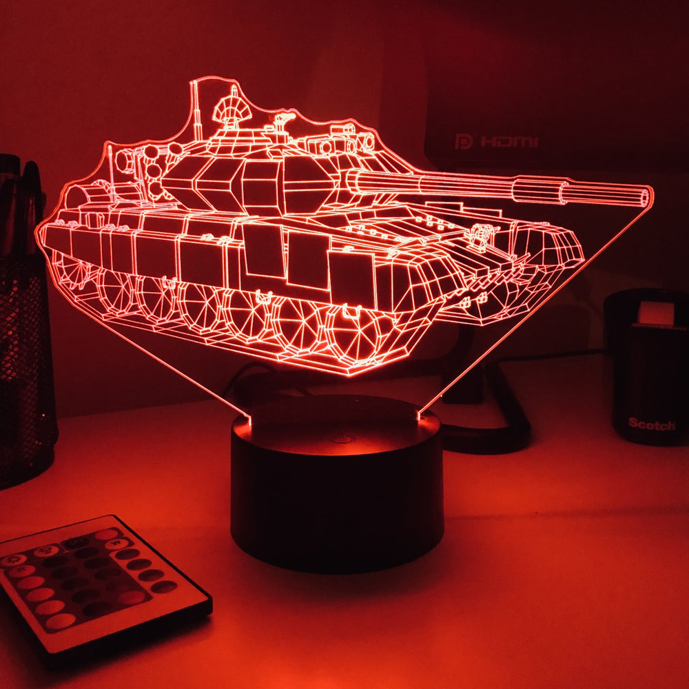 T-90 Main Battle Tank  - 3D Optical Illusion Lamp - carve-craftworks-llc