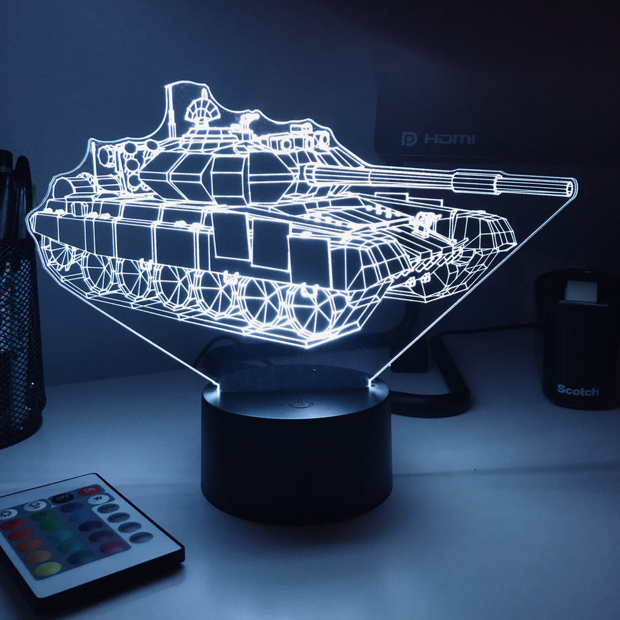 T-90 Main Battle Tank  - 3D Optical Illusion Lamp - carve-craftworks-llc