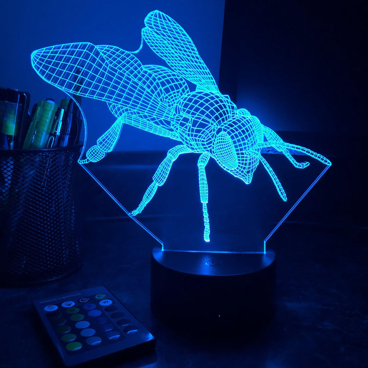 Wasp - Animal - 3D Optical Illusion Lamp - carve-craftworks-llc