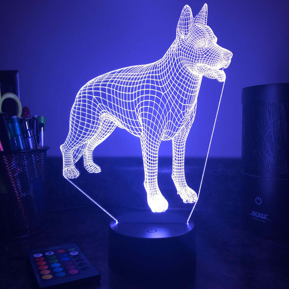 German Shepherd Dog  - Animal - 3D Optical Illusion Lamp - carve-craftworks-llc
