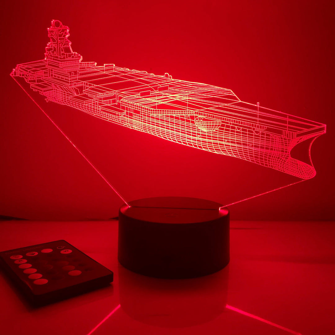 USN Aircraft Carrier Carl Vinson - 3D Optical Illusion Lamp - carve-craftworks-llc
