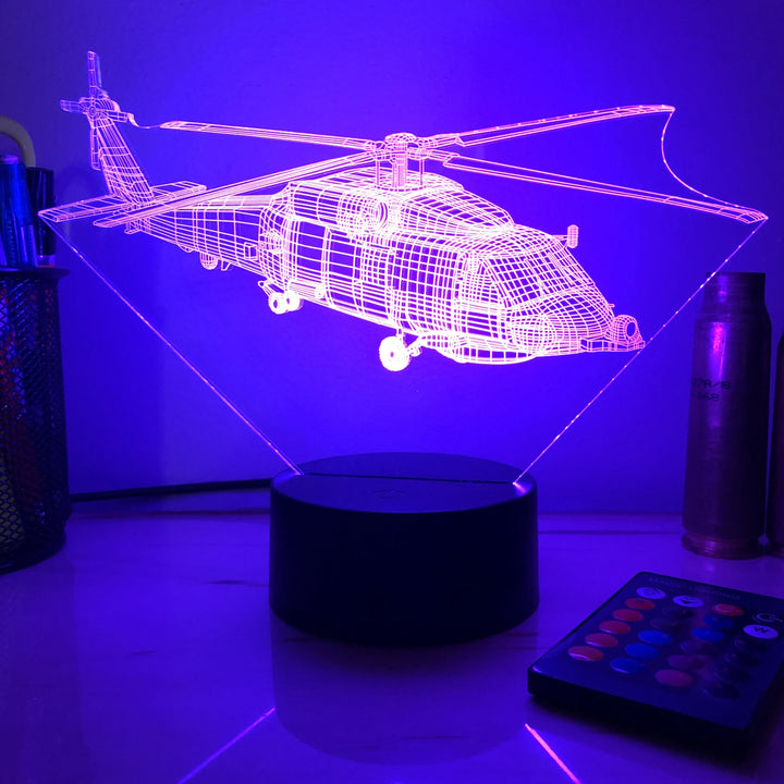 SH-60 Seahawk - 3D Optical Illusion Lamp - carve-craftworks-llc