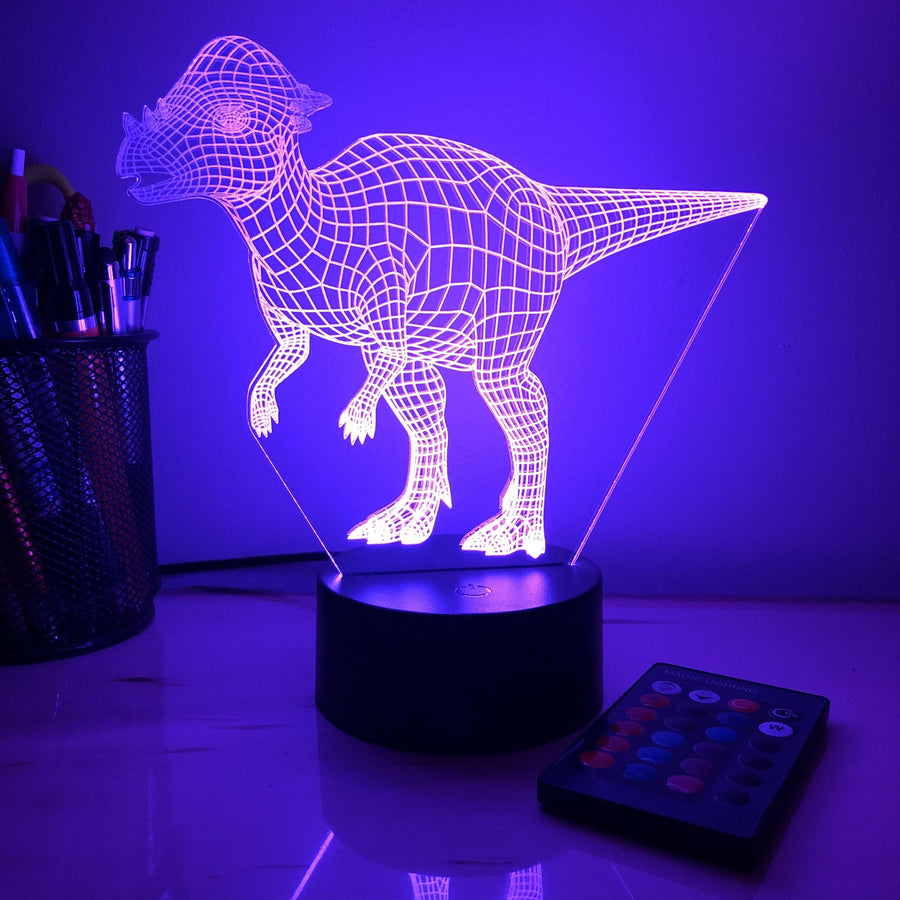 Pachy Dinosaur - 3D Optical Illusion Lamp - carve-craftworks-llc