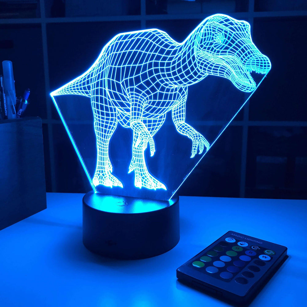 Baryonyx Dinosaur - 3D Optical Illusion Lamp - carve-craftworks-llc