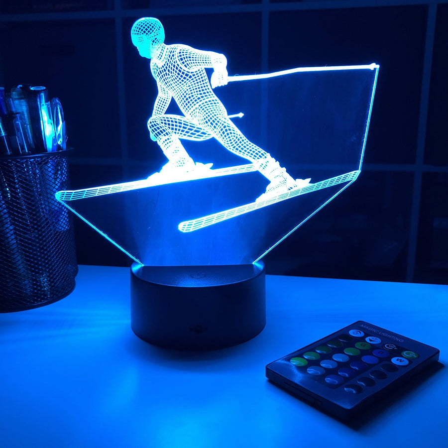 Skier - 3D Optical Illusion Lamp - carve-craftworks-llc