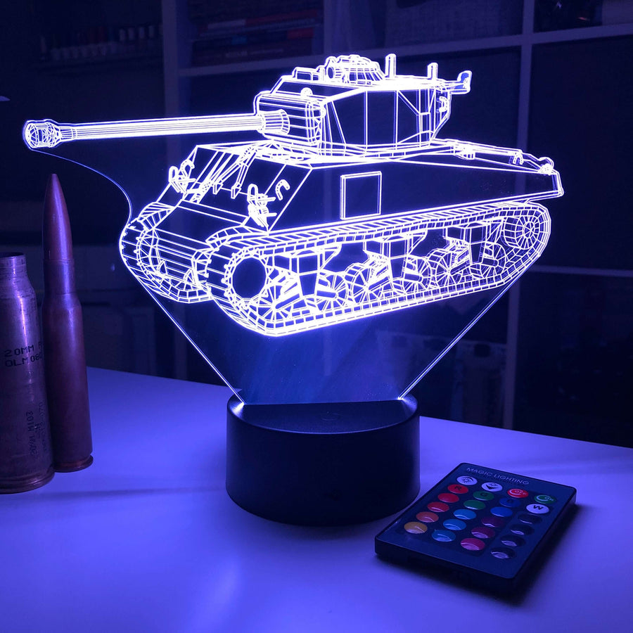 M4 Sherman Tank - 3D Optical Illusion Lamp - carve-craftworks-llc
