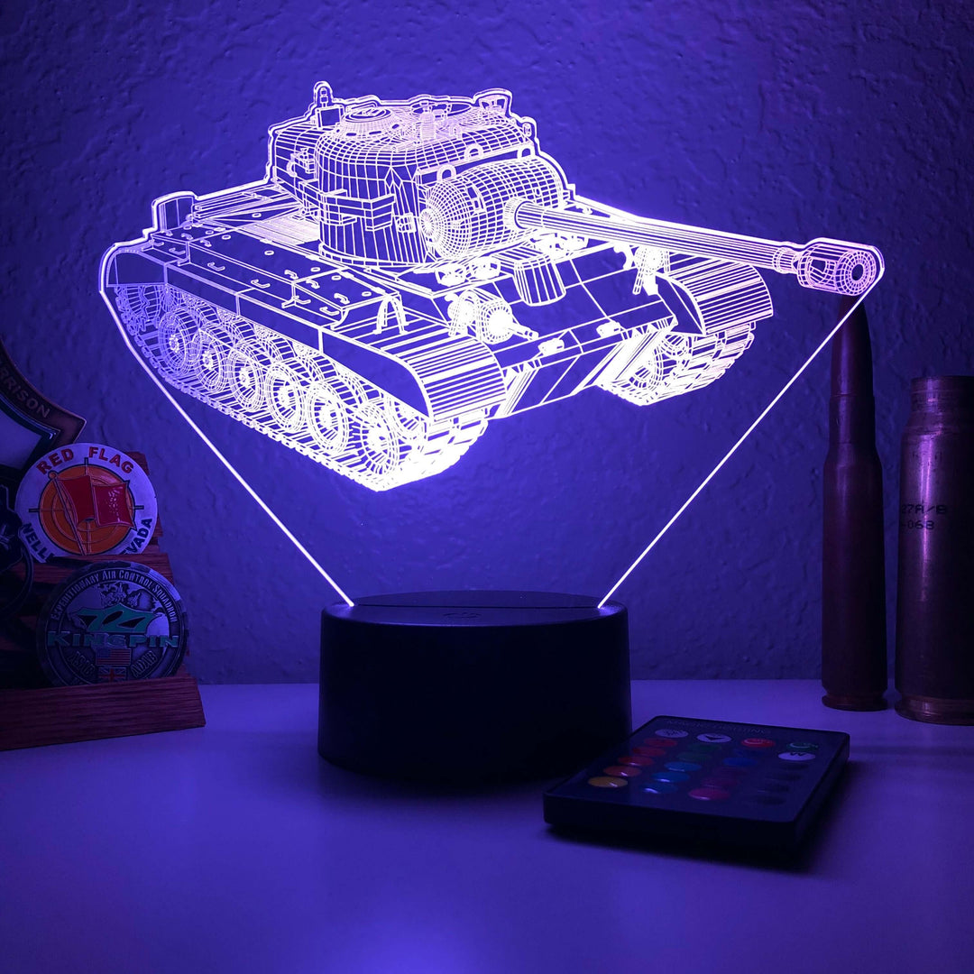 M26 Pershing Tank- 3D Optical Illusion Lamp - carve-craftworks-llc