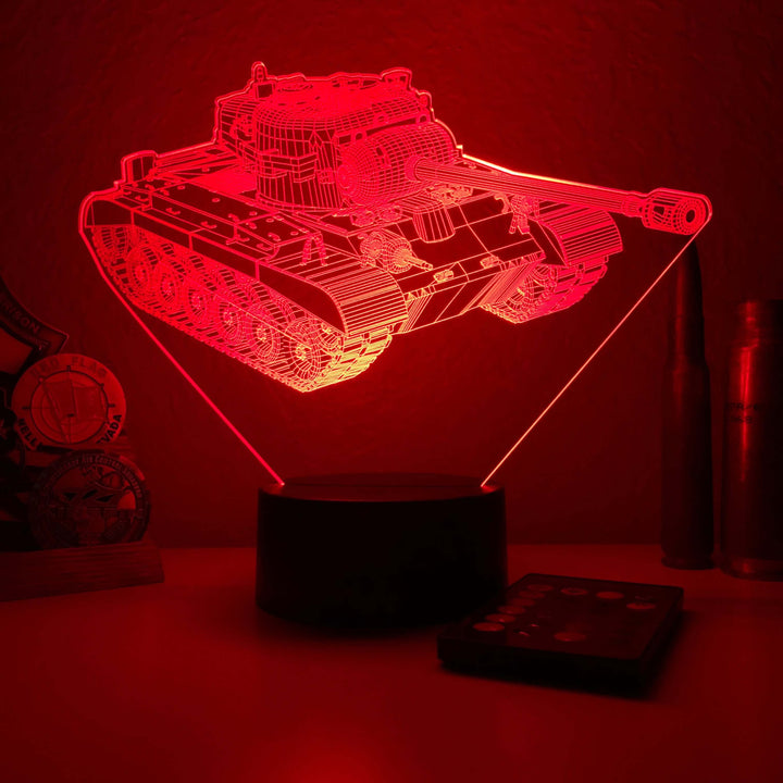 M26 Pershing Tank- 3D Optical Illusion Lamp - carve-craftworks-llc