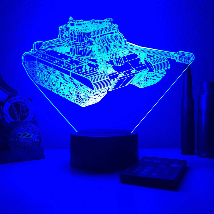 M26 Pershing Tank- 3D Optical Illusion Lamp - carve-craftworks-llc