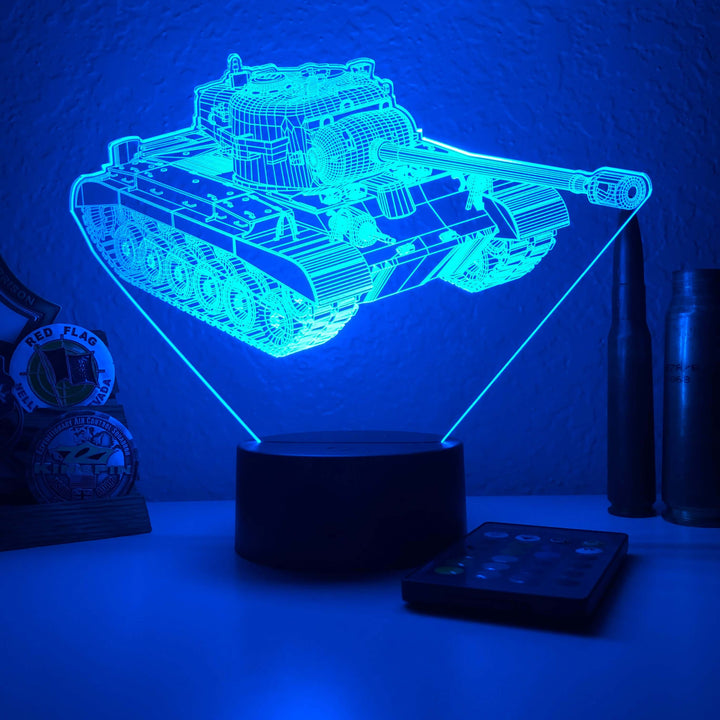 M26 Pershing Tank- 3D Optical Illusion Lamp - carve-craftworks-llc