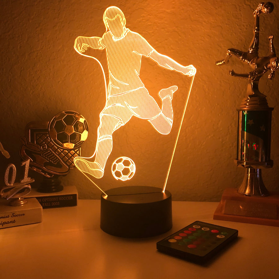Soccer Player - 3D Optical Illusion Lamp - carve-craftworks-llc