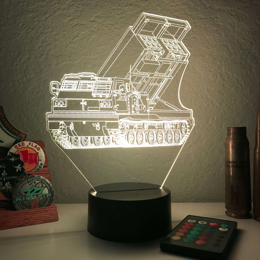 M270 MLRS  - 3D Optical Illusion Lamp - carve-craftworks-llc