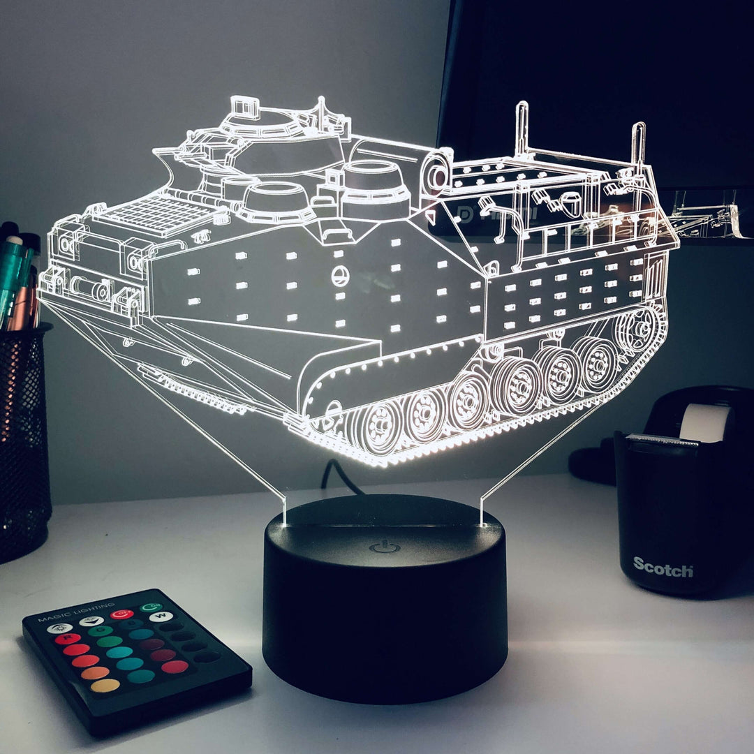 AAV-P7/A1 Amphibious Assault Vehicle  - 3D Optical Illusion Lamp - carve-craftworks-llc