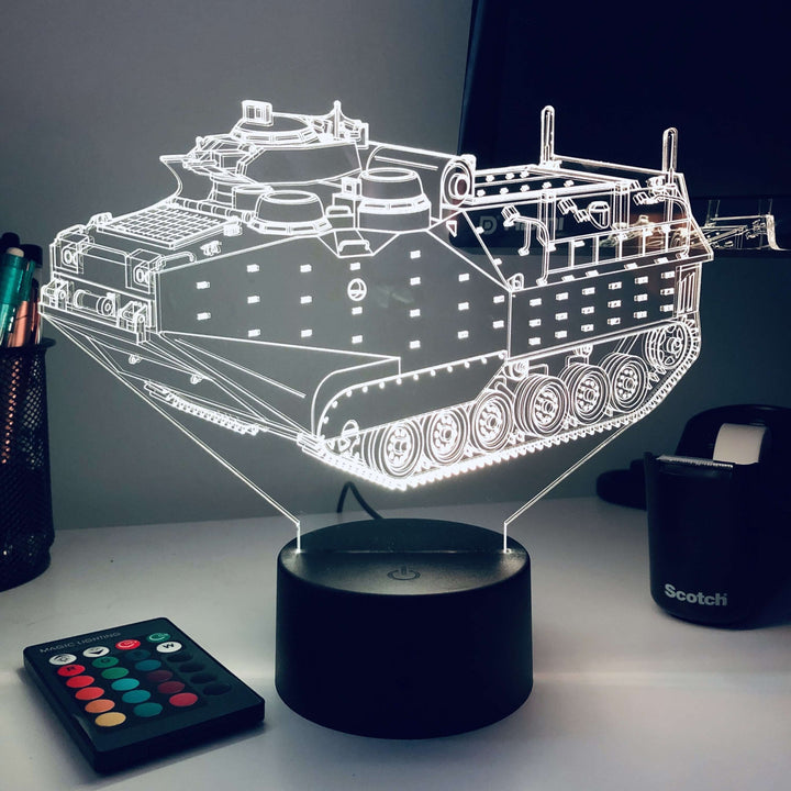 AAV-P7/A1 Amphibious Assault Vehicle  - 3D Optical Illusion Lamp - carve-craftworks-llc