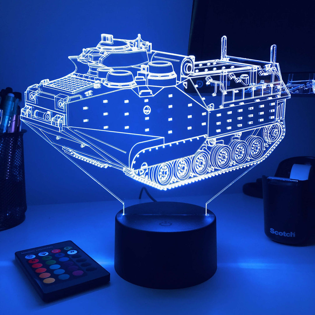 AAV-P7/A1 Amphibious Assault Vehicle  - 3D Optical Illusion Lamp - carve-craftworks-llc
