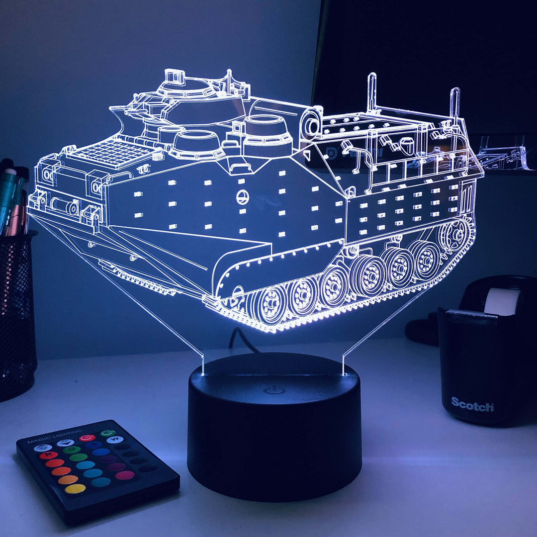AAV-P7/A1 Amphibious Assault Vehicle  - 3D Optical Illusion Lamp - carve-craftworks-llc