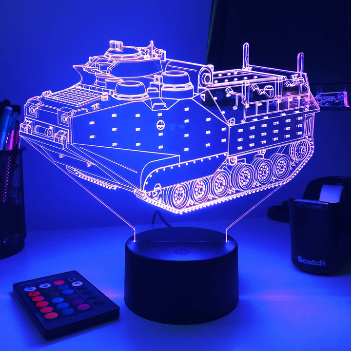 AAV-P7/A1 Amphibious Assault Vehicle  - 3D Optical Illusion Lamp - carve-craftworks-llc