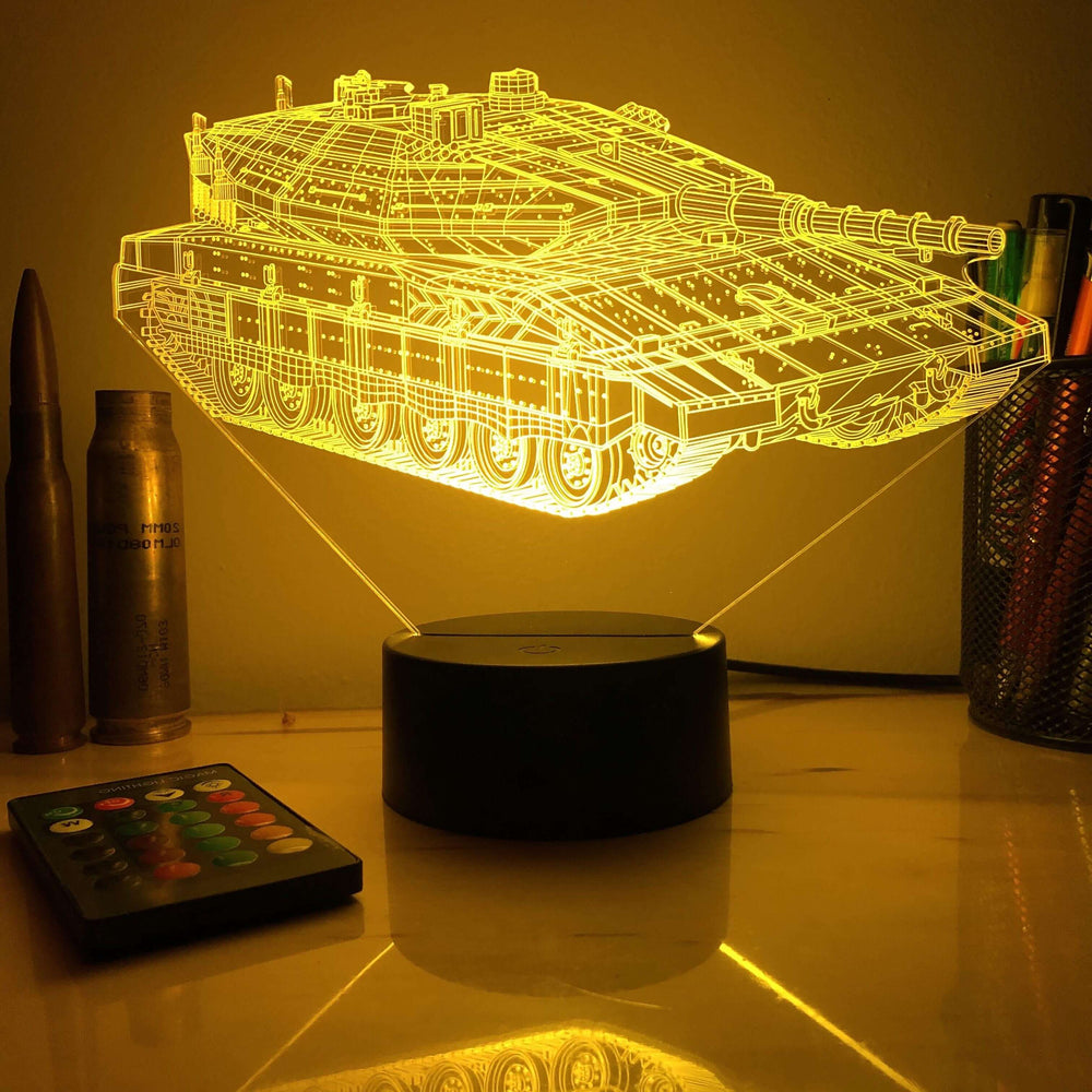 Merkava MK 4 Main Battle Tank  - 3D Optical Illusion Lamp - carve-craftworks-llc
