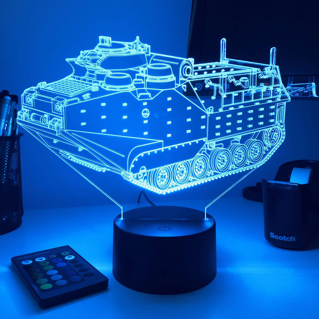 AAV-P7/A1 Amphibious Assault Vehicle  - 3D Optical Illusion Lamp - carve-craftworks-llc