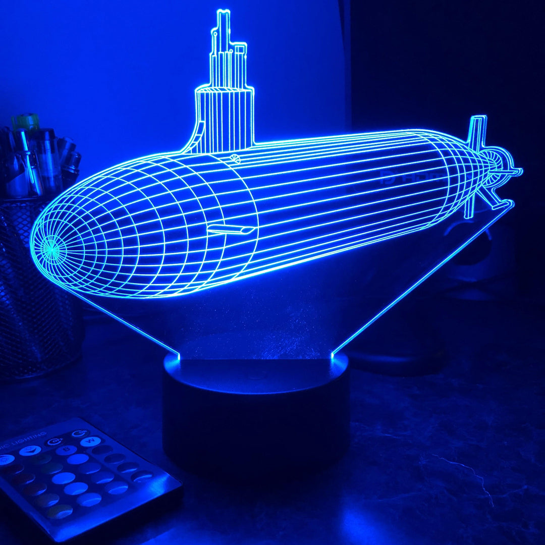 Explore handcrafted 3D submarine lamps featuring military submarines, historic vessels, and undersea-inspired designs. Made in the USA by our veteran-owned family business, with personalization available on select lamps.