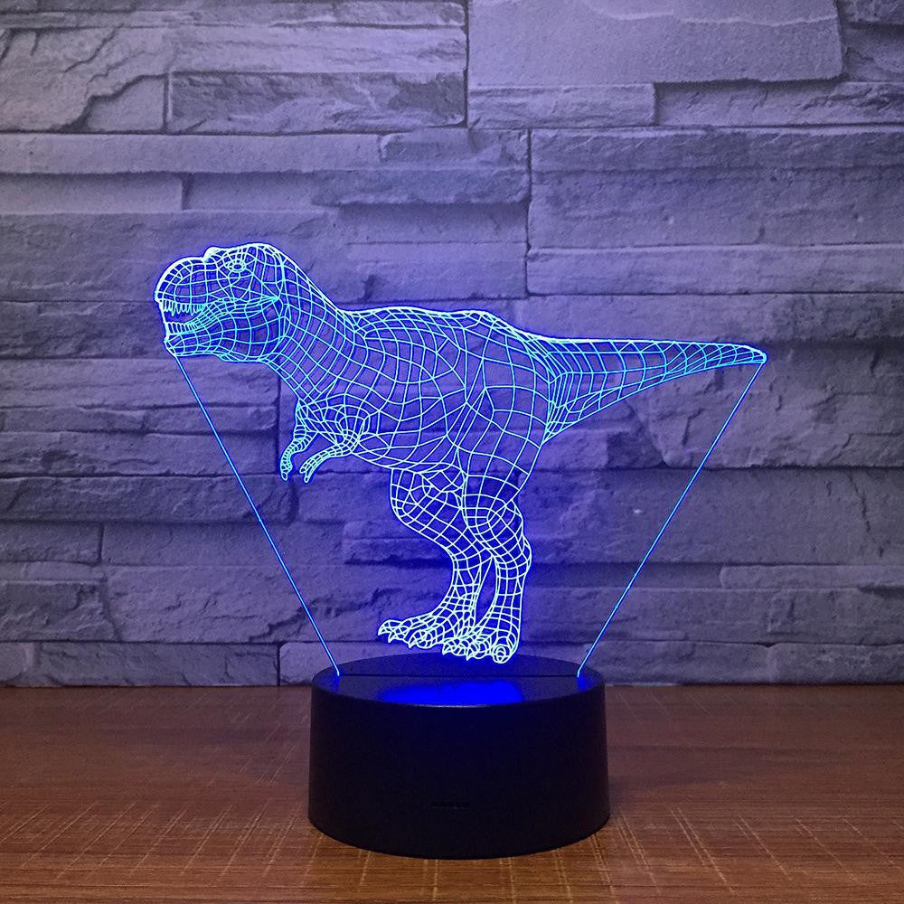 Tyrannosaurus Rex Dinosaur (1) - 3D Optical Illusion Lamp - carve-craftworks-llc