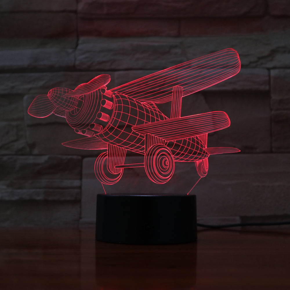 Plane - 3D Optical Illusion Lamp - carve-craftworks-llc