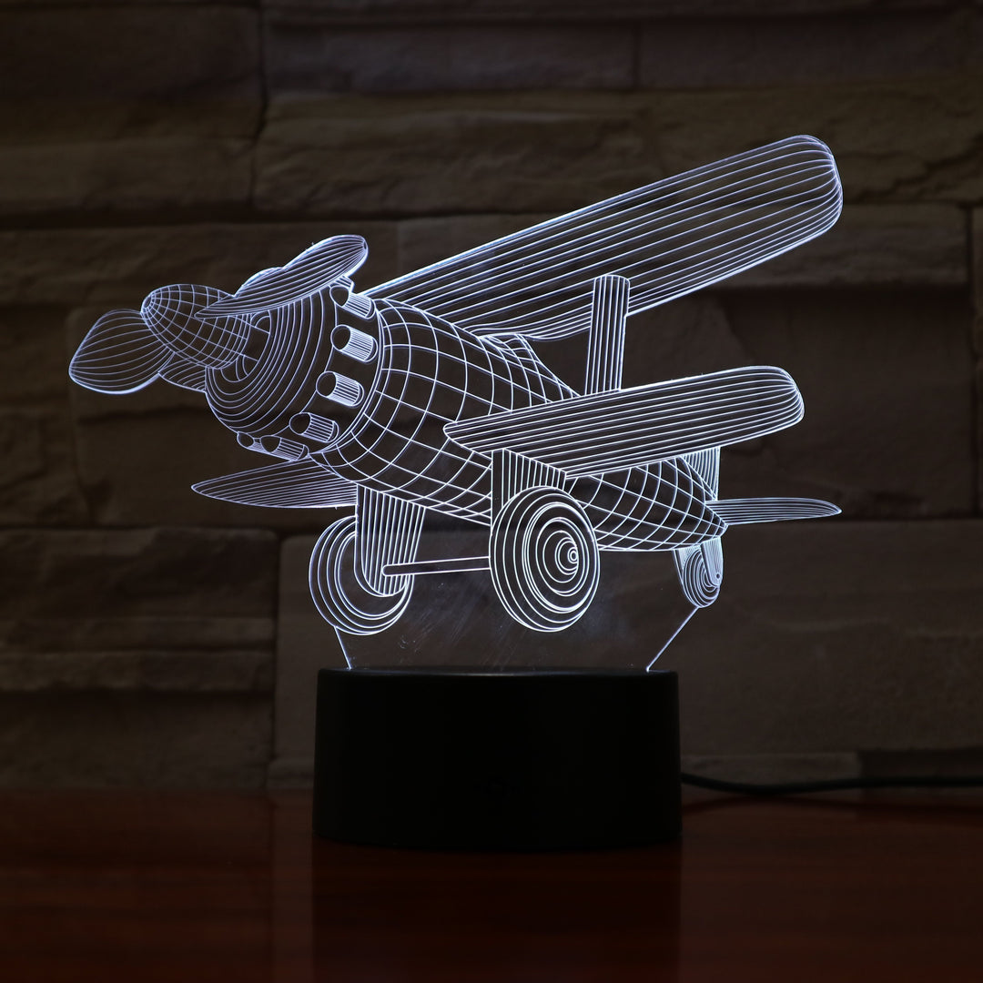 Plane - 3D Optical Illusion Lamp - carve-craftworks-llc