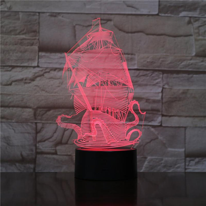 The Kraken - 3D Optical Illusion Lamp Night - carve-craftworks-llc