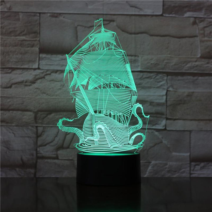 The Kraken - 3D Optical Illusion Lamp Night - carve-craftworks-llc