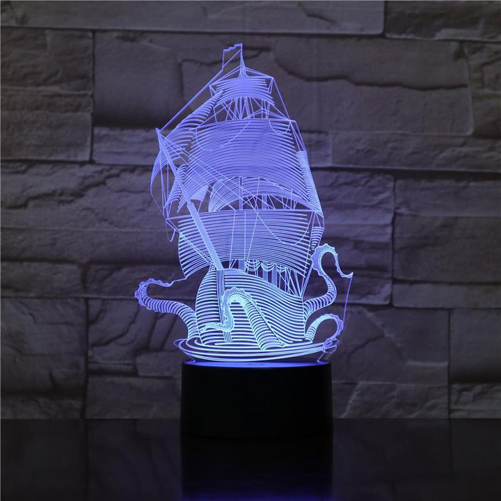 The Kraken - 3D Optical Illusion Lamp Night - carve-craftworks-llc