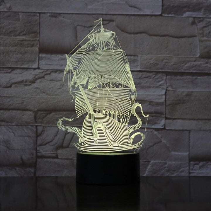 The Kraken - 3D Optical Illusion Lamp Night - carve-craftworks-llc