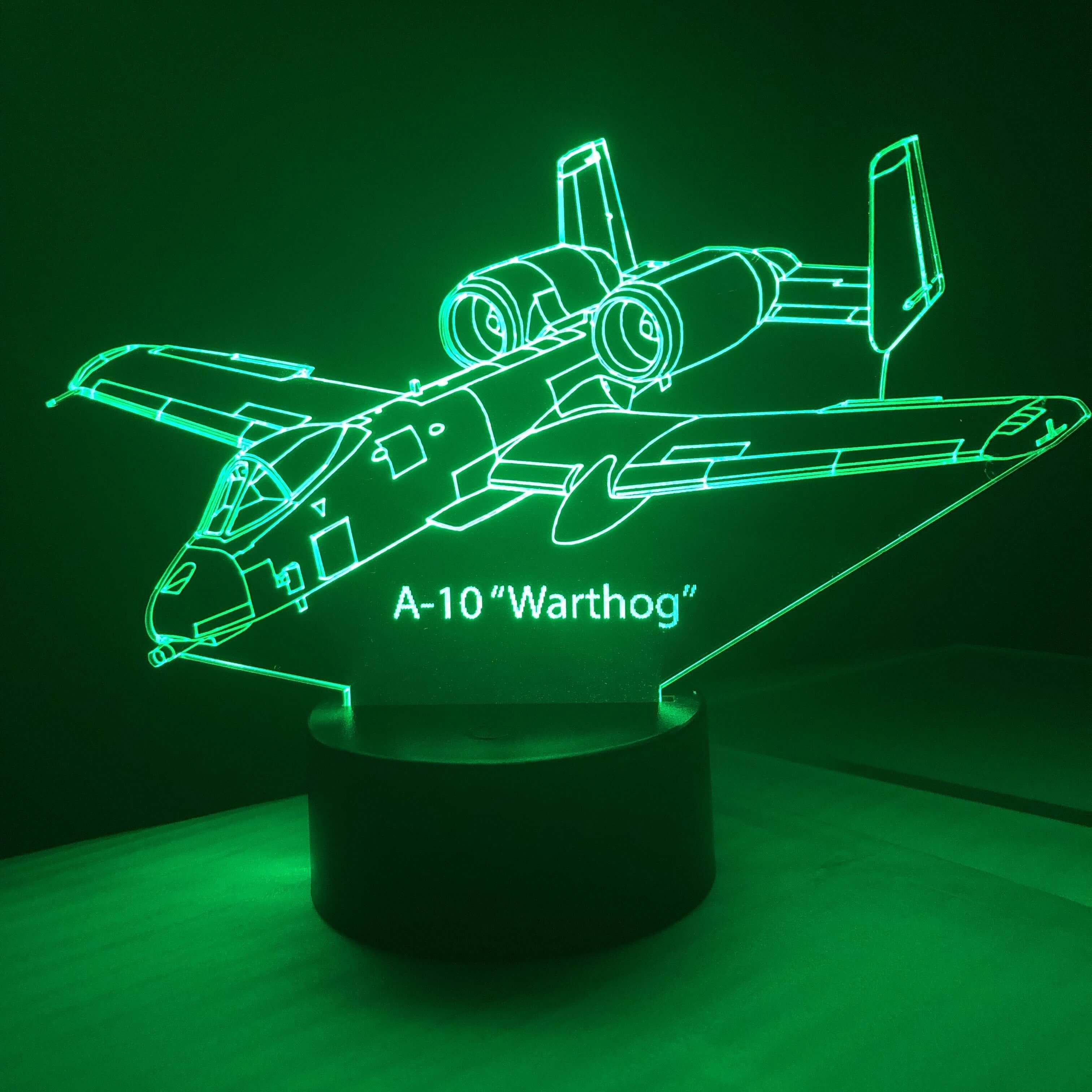 A-10 Warthog v1 - 3D Optical Illusion Lamp – Carve Craftworks, LLC