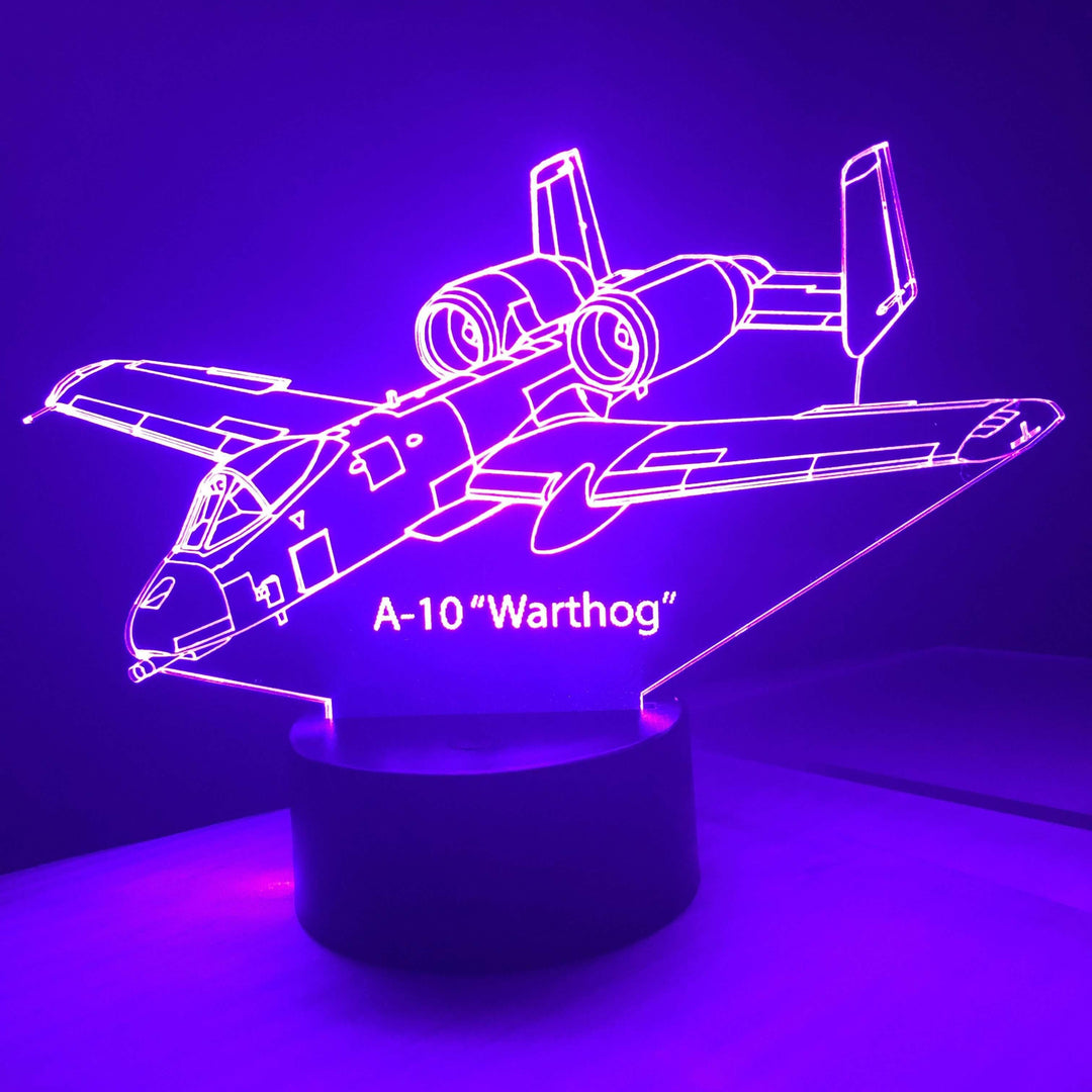 A-10 Warthog  v1 - 3D Optical Illusion Lamp - carve-craftworks-llc