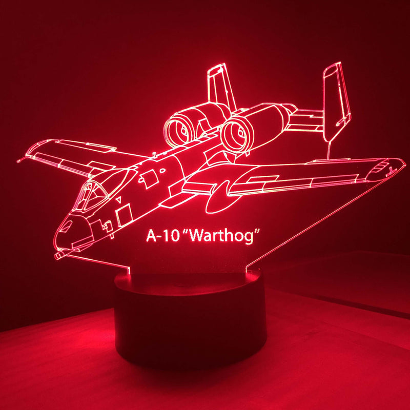 A-10 Warthog  v1 - 3D Optical Illusion Lamp - carve-craftworks-llc