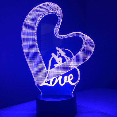 Love Proposal - 3D Optical Illusion Lamp - carve-craftworks-llc
