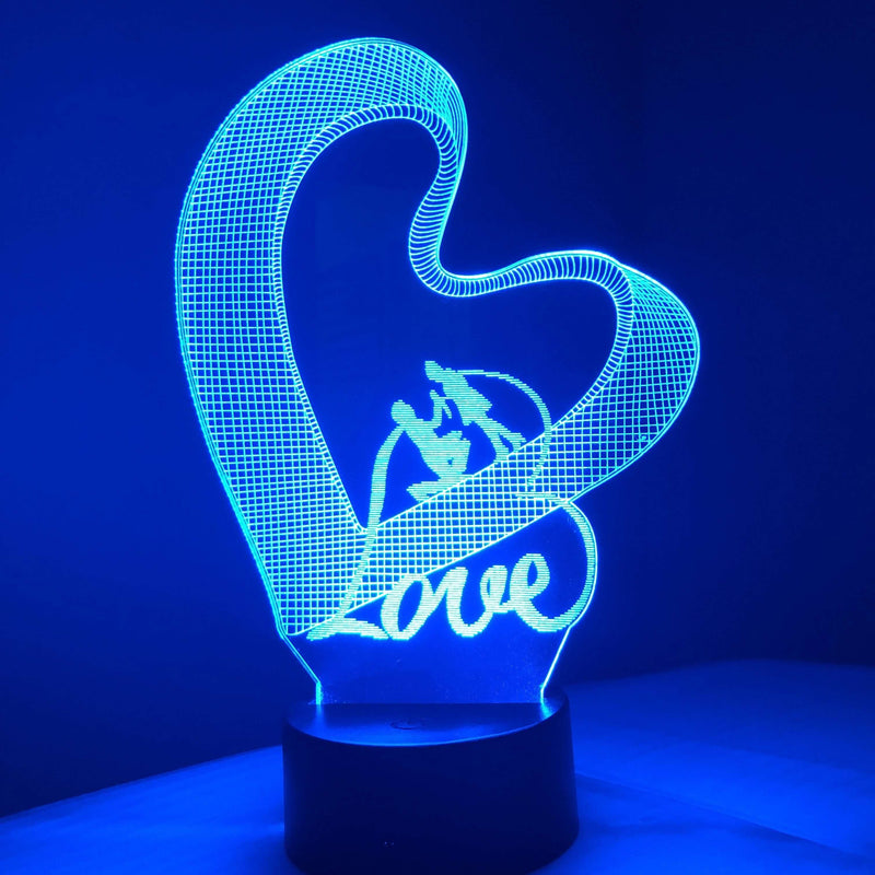 Love Proposal - 3D Optical Illusion Lamp - carve-craftworks-llc