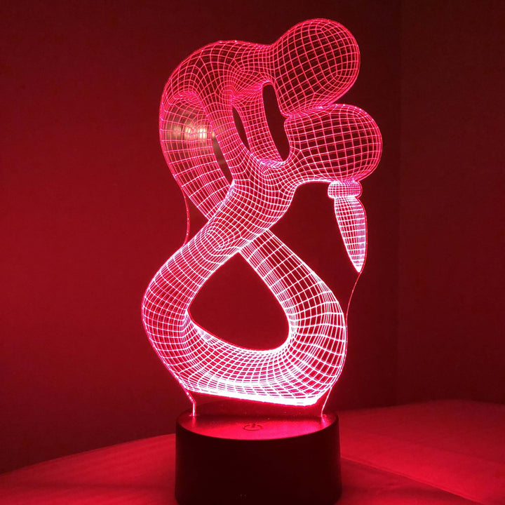 Embracing Silhouette - 3D Optical Illusion Lamp - carve-craftworks-llc