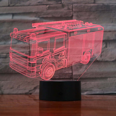 Fire Truck - 3D Optical Illusion Lamp - carve-craftworks-llc