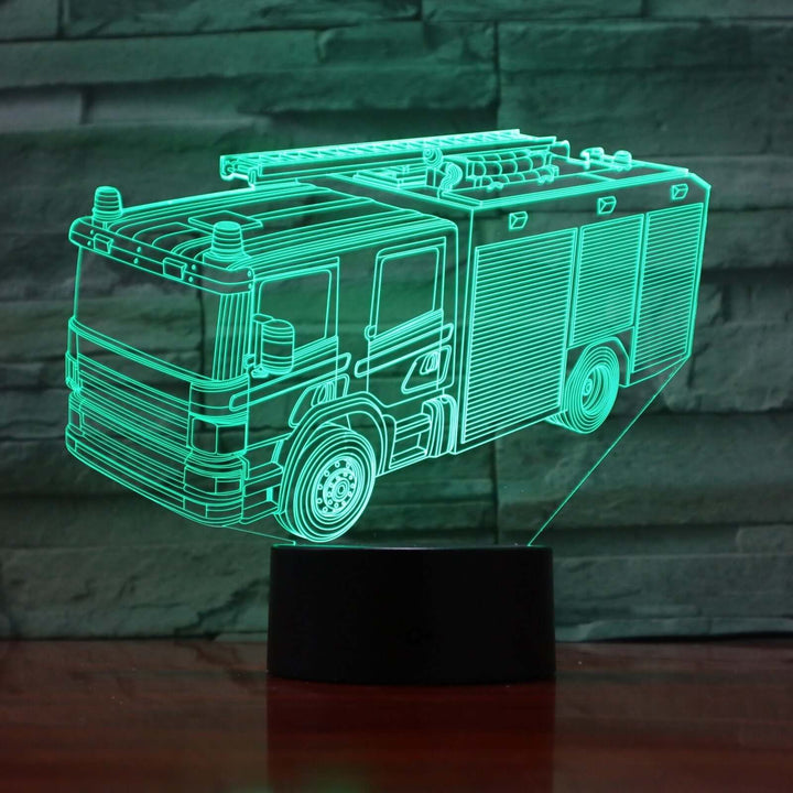 Fire Truck - 3D Optical Illusion Lamp - carve-craftworks-llc