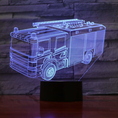 Fire Truck - 3D Optical Illusion Lamp - carve-craftworks-llc