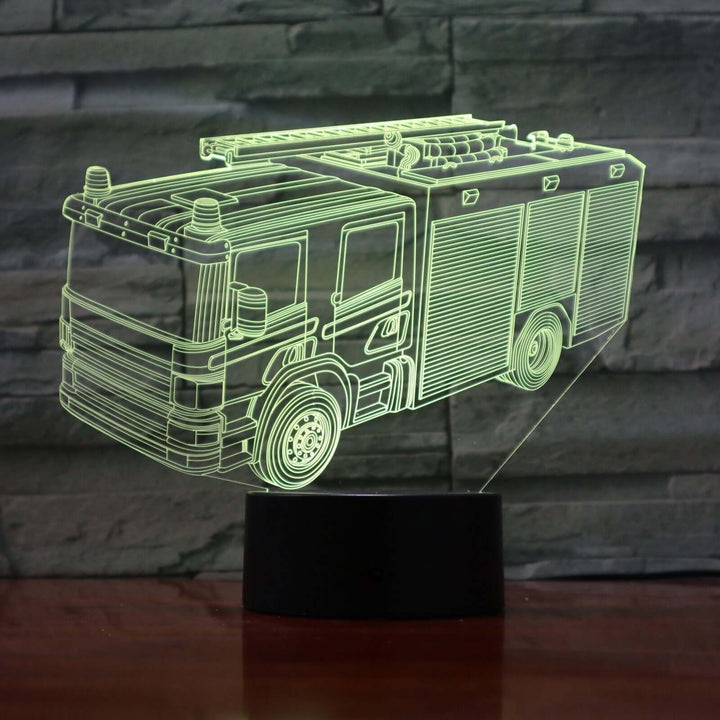 Fire Truck - 3D Optical Illusion Lamp - carve-craftworks-llc