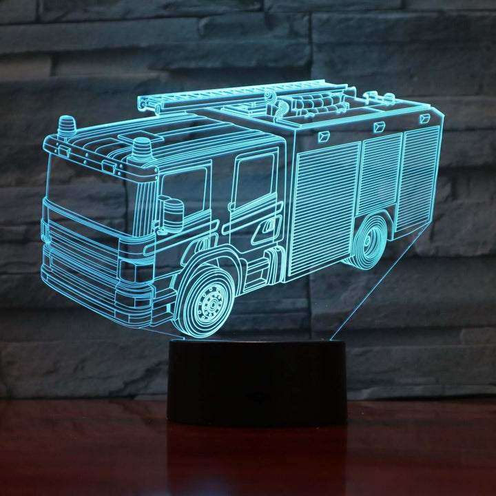 Fire Truck - 3D Optical Illusion Lamp - carve-craftworks-llc
