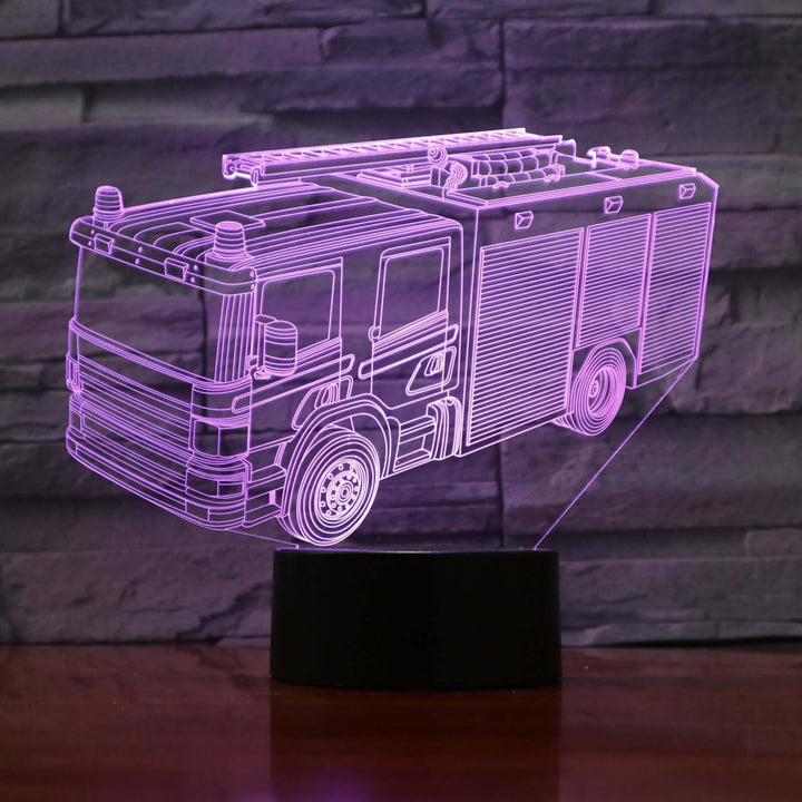Fire Truck - 3D Optical Illusion Lamp - carve-craftworks-llc