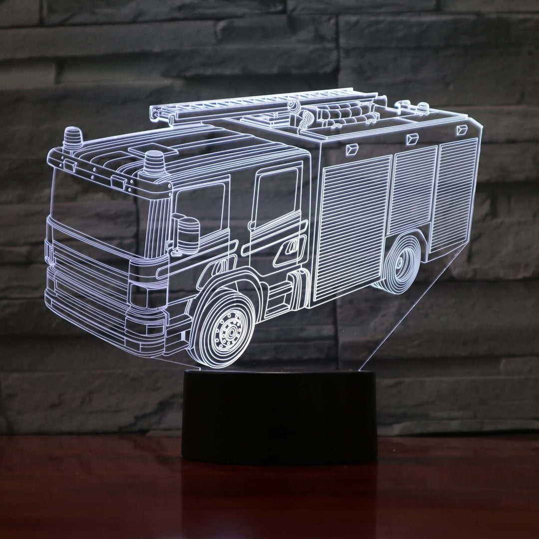 Fire Truck - 3D Optical Illusion Lamp - carve-craftworks-llc